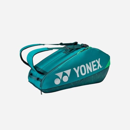 YONEX PRO Racquet Bag 92426 (6 Schläger) Dark Green – Badmintontasche Dunkel grün, große Schlägertasche mit Schuhfach & Fächern, Sporttasche für Training & Turniere