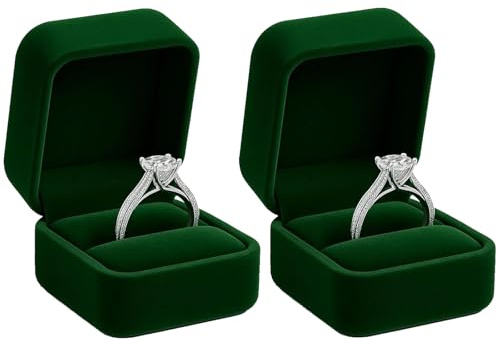 YSFVNP 2PCS Ring Box, Engagement Ring Box with Soft Interior, Wedding Ring Storage and Jewelry Presentation Case for Proposals and Special Occasions