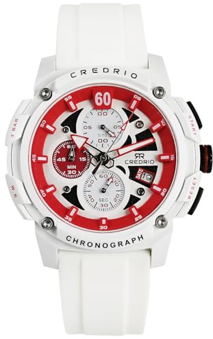 OXFANITE Men's Fashion Watch Silicon Band Business Quartz Watches Luxury Waterproof Luminous Analog Display with Date Chronograph Multifunctional Watch White