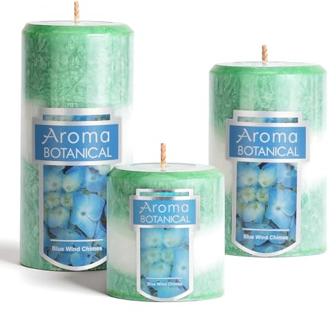 YD LIFE Candele Profumate a Colonna, Profumo Campanula Blu, Set di Candela da 3 Pezzi, Durata della Combustione 35 ore, Stoppino in Puro Cotone