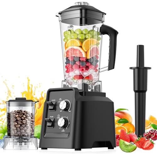 Blender, 1800W Blender with Grinder - 6-Blade Professional Smoothie Blenders for Kitchen, Crushes Ice, Self-Cleaning, 68oz & 20oz Jars Dishwasher Safe, for Baby Food, Nut Butter