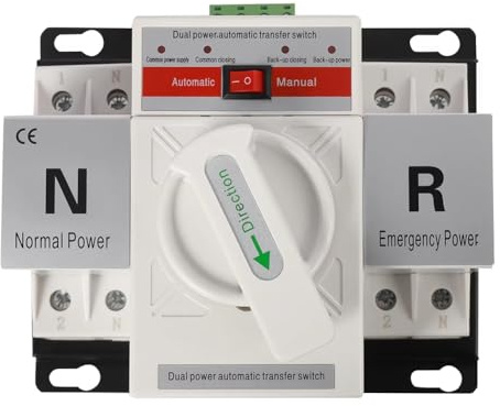 Tuminita Interruttori di Trasferimento Automatici 110V 220V 2P 63A Mini Interruttore di Commutazione A Doppia Alimentazione con Toggles, Controller di Conversione A Ripristino Automatico in Fusione.