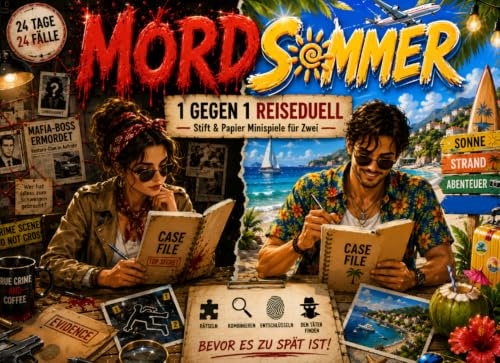 Mordsommer Das 1 gegen 1 Krimi Rätselbuch für Paare: Spannende Fälle, Logikaufgaben, Mörderjagd & Detektivspiele für Zwei | Kniffliger Spielspaß mit ... Papier für Urlaub, Reise und heiße Sommertage
