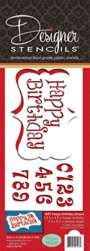 Happy Birthday Plaque Cake Stencil by Designer Stencils
