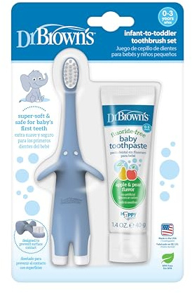 Dr. Brown's Infant-to-Toddler Toothbrush Set, 1.4 Ounce, Blue