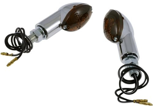 CATEYE Blinker für Motorrad, Chrom, Kurz, Getöntes Glas, E-geprüft, Mini-Blinker, 45x25mm, M10, inkl. 12V/21W Halogen, Paar, Roller, Moped, Quad