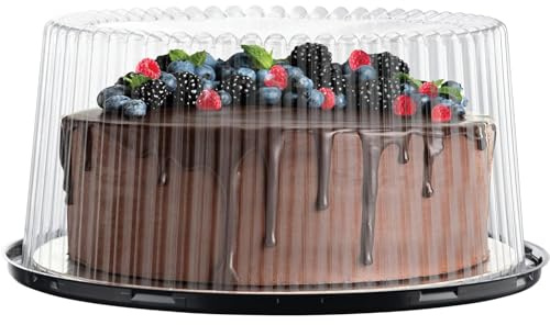 Cangfort 11-12 Cake Containers Carriers Plastic Disposable Carriers with Dome Lids and Cake Boards - 5 Round Cake Carriers for Transport | Clear Bundt Cake Boxes Cover(Large)