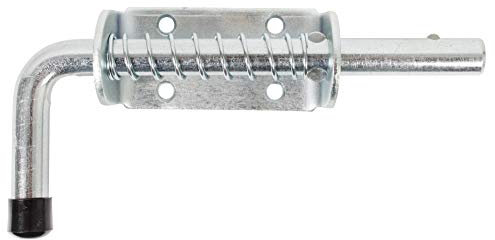 Alberts 204815 Bolzenriegel Typ Pistolet | mit rundem Griff und Feder | galvanisch verzinkt, dickschichtpassiviert | Platte 85 x 40 mm | Bolzen Ø14 x 176 mm