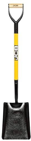 JCB - Professional Solid Forged Shovel - No 2 Square Mouth - Site Master - Professional Metal Long Handle Heavy Duty Site and Gardening Tools - 3 Year Standard Warranty