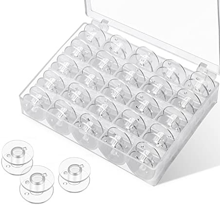 ZENVALY Rocchetti per Macchina da Cucire, Bobine Universali Trasparente Plastica Rocchetti per Cucito, con Scatola, per Macchine da Cucire Domestiche, 25 Pezzi