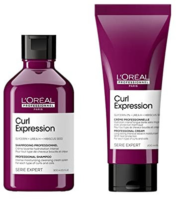 L'Oréal Professionnel, Routine Curl Expression, Cheveux Frisés, Shampoing Crème Lavante, Crème de Définition, Masque Hydratant & Démêlant, Spray Raviveur Sans Rinçage - Duo, Trio, Quatuor