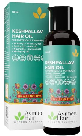 Avimee Herbal Keshpallav Huile capillaire pour homme et femme Favorise la croissance des cheveux et réduit la chute des cheveux avec huile minérale de romarin, de ricin, d'amla, de noix de coco et de