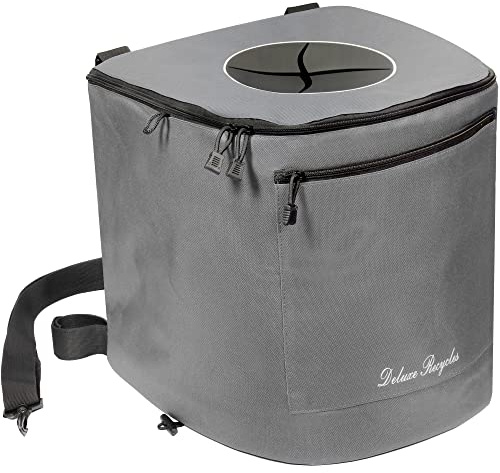 Deluxe Recycles Portable Trash Can for Boating and Camping - Durable and Collapsible with Inner Bin - Kayak, Fishing, Beach, Hiking and Camping Essentials, Boat Accessories 8 Gallon Trash Can (Grey)