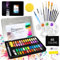 YUTUY Aquarellfarben Set,48 Wasserfarben Set,Aquarellfarben mit Zeichenstift,Wasser absorbierender Schwamm,Weiße Aquarellfarbe,Malkasten für Malen,Geeignet für Anfänger und Profi