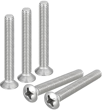 QUARKZMAN Tornillos Máquina Phillips Cabeza Ovalada M6x45mm, 25uds, Acero Inoxidable 304 Tornillos Cabeza Avellanada Ligeramente Levantada.