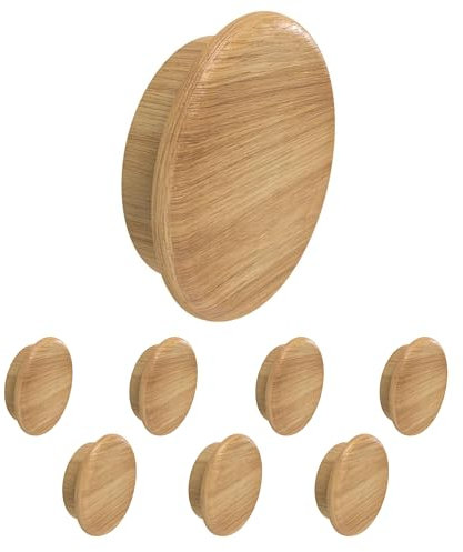 Heimatspäne Abdeckkappen für Bohrlöcher Eiche in verschiedenen Größen [8 Stück] – Schraubenabdeckung Holz natürlich geölt zum Eindrücken – Bohrloch Abdeckkappen als Blindstopfen [Ø30mm]