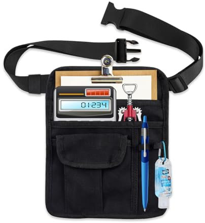 WANGCL Kellnertasche mit Gürtel, Restaurant Server SchüRze Tasche Bedienungsgeldbeutel mit Tasche Für Kellner Kellnerin Schwarz