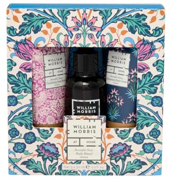 William Morris At Home Body Cream, Oil and Wash x3 30ml, Exfoliating Bathtime Ritual, Calming Fragrance, Glycerin, Travel Size, Vegan and Cruelty Friendly, Beauty Gift For Her