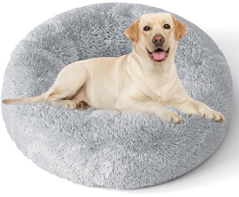 XKISS hundebett flauschig [mit waschbarem Bezug] original-[L，100cm，‎Hellgrau] Hundebett Fluffy,Flauschiges Hundebett für große,mittelgroße & kleine Hunden, hundebett waschbar,hundekörbchen.…