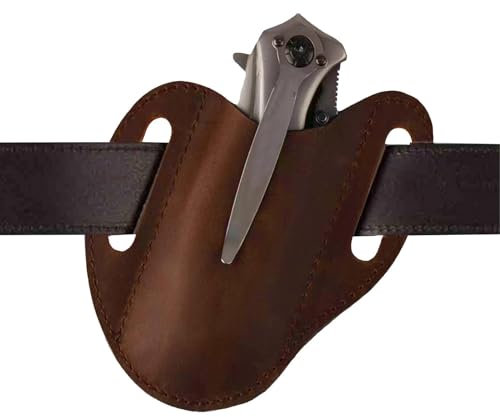 Gaine de couteaux en cuir pour ceinture, gaine en cuir pour couteaux pliants | Ceinture de couteaux en cuir, étui de transport ouvert fait à la main pour le camping, la chasse, l'extérieur