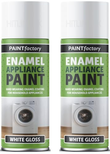 HitlineUK 2 x 400ml White Gloss Enamel Paint Spray Appliancel Hard-Wearing Aerosol Coating for DIY, Wood, Metal, and Household Appliances