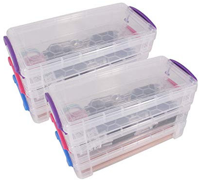 ZMCYN 6 Pack Clear Plastic Pencil Box, Large Capacity Pencil Storage Box with Lid, Stackable Pencil Box for School, Office (21.5X10X4.1cm)