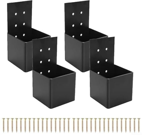 Soportes de acero resistentes para postes de madera de 4 x 4 para cubiertas, pabellones y barandillas (4 piezas)