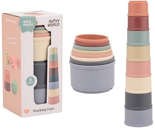 Jouets éducatifs pour bébés de 0 à 18 mois, set de jouets sensoriels et de bain, matériau recyclable (Stacking Cups)
