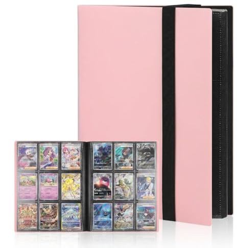 Álbum 360 Cartas con Correas Elásticas, Apertura Lateral Segura y Protección Antiarañazos para Pokémon/Yu-Gi-Oh!, Almacenamiento Duradero en Material PP