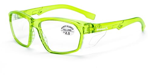 ProtectX Stylish Reading Glasses for Women ＆ Men Anti-Fog ＆ Scratch-Resistant, UV Protection Goggles, Anti-Impact Safety Glasses Green Reading Full Lens 2.5