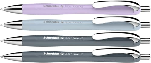 Schneider Slider Rave XB Kugelschreiber, 4 Stück, Stadtgrau + 2 Farben