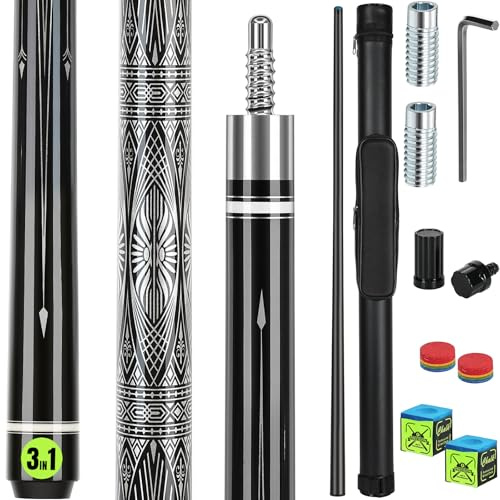 AKLOT Stecca da biliardo professionale da 147 cm in fibra di carbonio, 539 g con peso regolabile (567 g e 595 g), custodia inclusa