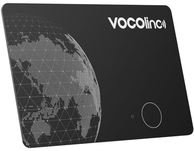 VOCOlinc Air Tag Card Compatibile con Android Google Funzioni Trova o iOS Apple Dov'è App, Ricaricabile Wallet Tracker Card Thin, Bluetooth Localizzatore per Portafoglio/Bagaglio/Zaino Borsa, 1 Pezzi