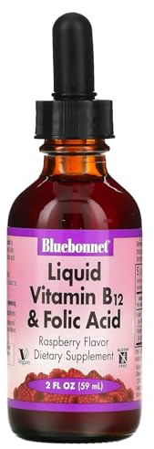 Bluebonnet Nutrition Liquid Vitamin B1 & Folic Acid, for Energy Boost, Soy-Free, Gluten-Free, Dairy-Free, Vegan, 400 mcg of Folic Acid & 1000 mcg of Vitamin B1 Per Serving, Raspberry, 59 Servings, 2 Fl Oz