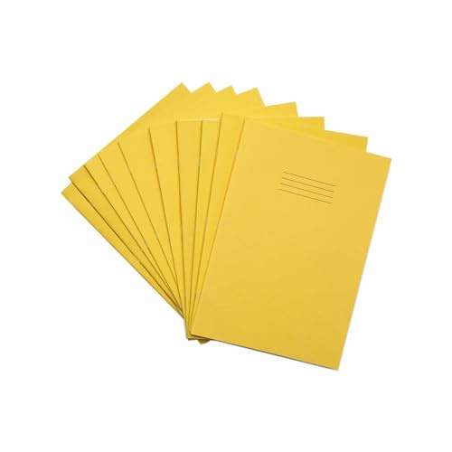 Rhino A4 Exercise Books, 32-Page/Top Half Blank & Bottom Half 13mm Lined Paper Notebook, 10-Pack, Office & School Stationery Supplies, Yellow