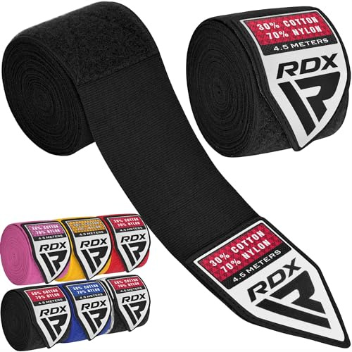 RDX Bandes Boxe sous Gants, Bandage De 4,5m, Élastique pour Le Pouce, Boxing Inner Gloves Hand Wraps, Protection du Poignet, Arts Martiaux Muay Thai MMA, Kickboxing, Entraînement Au Sac Hommes Femmes