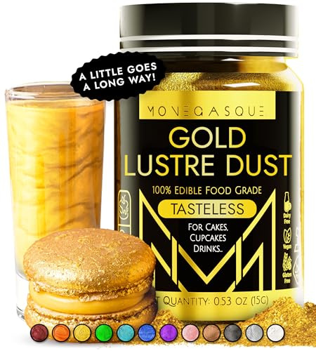 MONÉGASQUE Gold Edible Glitter for Drinks 15g – Edible Glitter for Cakes - Gold Luster Dust for Drinks & Cocktail Shimmer - Easter Cake Decorations Spray - Drink Shimmer, Cocktails, & Cake Lustre Dust