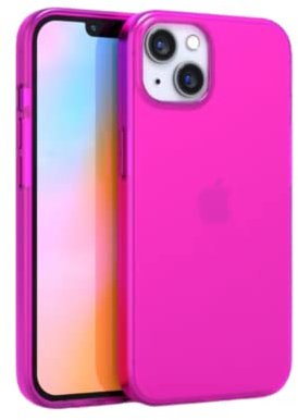 FELONY CASE - iPhone 13 Mini Neon Pink Clear Protective Case, TPU and Polycarbonate Shock-Absorbing Bright Cover - Crack Proof with a Gloss Finish - Full iPhone Protection