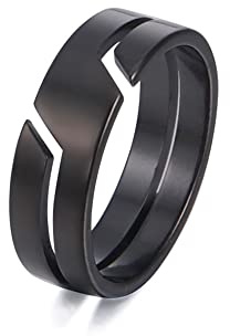 TEAMER Anillo de acero inoxidable para parejas, anillos de dedo casuales simples a la moda, joyería de compromiso, aniversario para hombres y mujeres