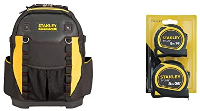 Stanley 1-95-611 Fatmax Tool Backpack & STA998985 Pocket Tapes, 5m/16ft & 8m/26ft