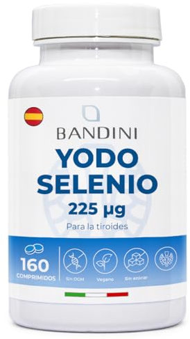 Bandini® IODIO 225 mcg + SELENIO 100 mcg - 160 Compresse Facili da Deglutire - Alto Assorbimento e Dosaggio - Integratore Ioduro di Potassio KI + Selenium Metionina, Vegan, No OGM, Prodotto in Italia