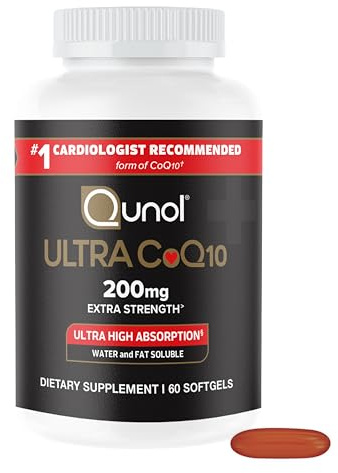Qunol CoQ10 200mg Softgels, Ultra CoQ10 - Ultra High Absorption Coenzyme Q10 Supplements - Antioxidant Supplement for Vascular and Heart Health & Energy Production - 2 Month Supply - 60 Count