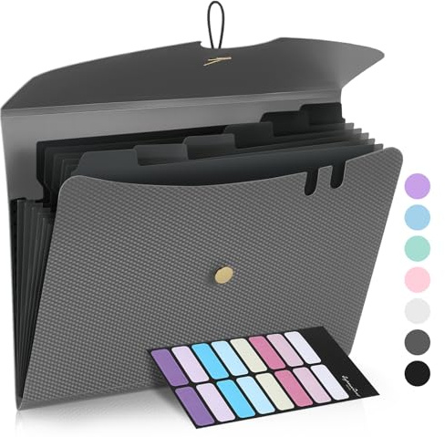 Sooez 7 Pocket Accordion File Organizer, Premium Expanding File Folder