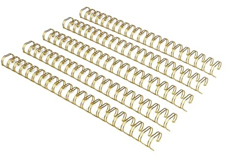 RAYSON Double Loop Binding Wire Spines, 1 Inch, 2:1 Pitch Binding Wires Capacity 240 Sheets, 21-Loops for Letter Size Paper, Gloden Binding Wire Spiral Pack of 50