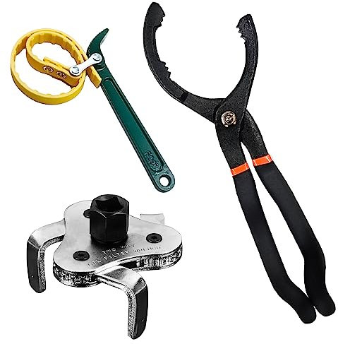 Ölfilterzange Ölfilterspinne Set, 3 Stücke Set Ölfilterzange,Verstellbarer Ölfilterschlüssel,Ölfilterkralle 3-armig Ölfilter-Entfernungswerkzeug,Ölfilter Bandschlüssel,für Autos, Motorräder, LKWs