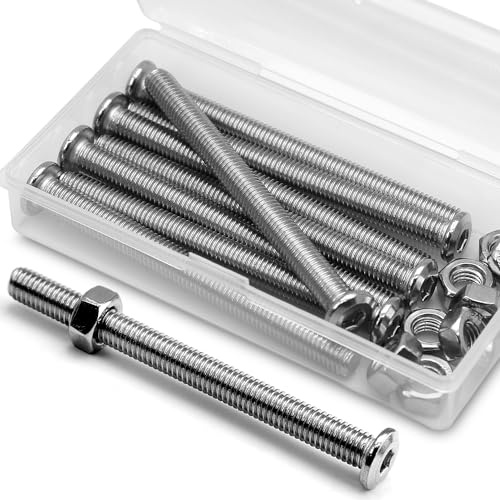 (8 Juegos) Juego de Tornillos y Tuercas Hexagonales M8 x 100 mm 304 Tornillos de Conector Para Muebles de Cabeza Plana de Acero Inoxidable