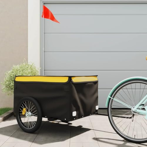 ShGaxin Cykel Last Trailer Järn Svart och Gul 45 kg, Hundcykel Trailer, Lastcykel Trailer - SPU:94092