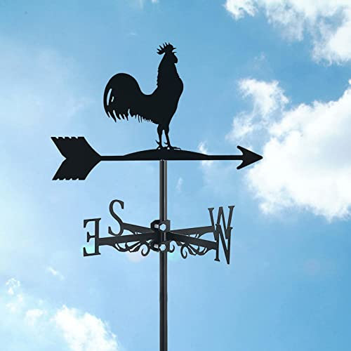 Girouette en métal en Forme de Poulet, girouette en Forme de Coq avec Fixation sur Le Toit, décorations en Forme de Coq pour tonnelle de Jardin, Ferme, Cour, Coq (Coq)