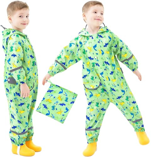 FILOWA Impermeabile per Bambino Antipioggia Cappotto, 1-3 Anni, Verde