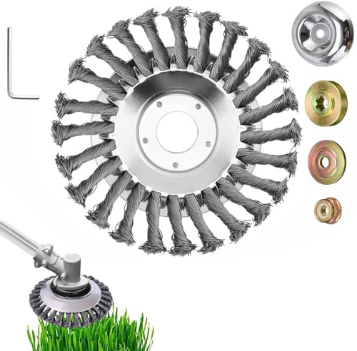 YanBous Cepillo Profesional para Malezas para Desbrozadora-Cepillo de Alambre de 6 Pulgadas para Desbrozadora,Cepillo para Malezas de Alta Calidad con Agujero de 25,4 mm,Eliminación Eficaz de Musgo